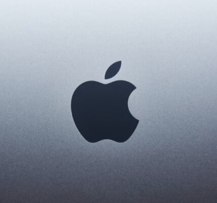 apple logo on blue surface