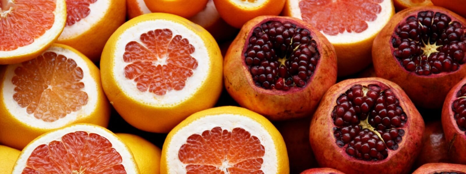 Pomegranate and orange fruits